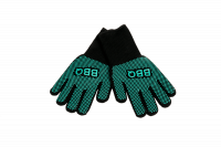 Перчатка-прихватка защитная зеленая, силикон+хлопок, BBQ (до 350°С)