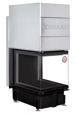 Каминная топка Экокамин ДЕЛЬТА 700PB три стекла подовое горение принтинг черный шамот