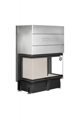 Каминная топка Экокамин ДЕЛЬТА 1000V три стекла принтинг, вертикальная ламель