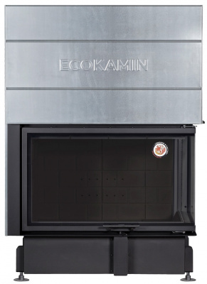 Каминная топка Экокамин ДЕЛЬТА 1000RРB  два стекла правая принтинг подовое горение черный шамот