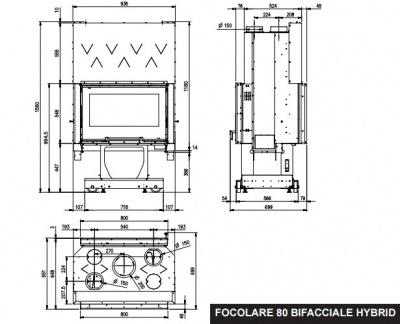 картинка Focolare 80 Bifacciale Hybrid от интернет-магазина Европейские камины