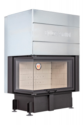 Каминная топка Экокамин ДЕЛЬТА 800LР  два стекла левая принтинг подовое горение