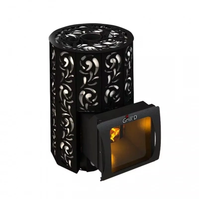 Печь дровяная для бани и сауны GRILL'D Violet Short Window Max дровяная