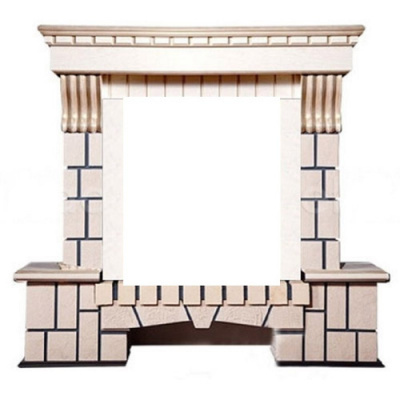 Портал для электрокамина INTER-FLAME Экстер угловой под классику бежевый с патиной