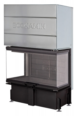 Каминная топка Экокамин Дельта 800PВ три стекла принтинг подовое горение черный шамот