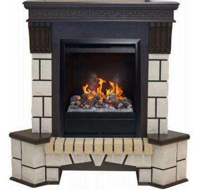 Встраиваемый электрический камин REAL-FLAME Каминокомплект в камне Stone Corner   STD/EUG с очагом 3D Olimpic Встраиваемый электрический камин REAL-FLAME Каминокомплект в камне Stone Corner   STD/EUG с очагом 3D Olimpic