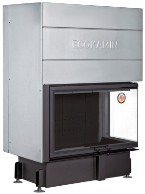 Каминная топка Экокамин ДЕЛЬТА 1000RРB  два стекла правая принтинг подовое горение черный шамот