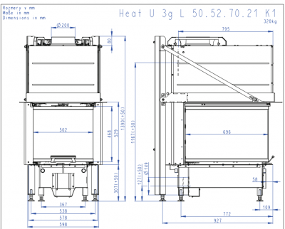 Каминная топка ROMOTOP HEAT U 3G L 50.52.70.24 (HU3LF 21) — купить с доставкой