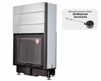 Каминная топка Экокамин ВЕГА 800 PB подовое горение принтинг черный шамот