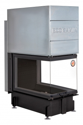 Каминная топка Экокамин Дельта 900В три стекла принтинг черный шамот — купить с доставкой