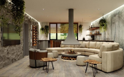 Печь Virtu Центральный 808-2D, подвесной и закрытая топка с автоматическим открыванием одной дверки с пульта ДУ и кнопок